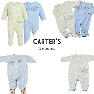 🍼 Carter’s Baby Boys Footed Sleepers Lot (2-Pack) – Size 3 Months 💙
